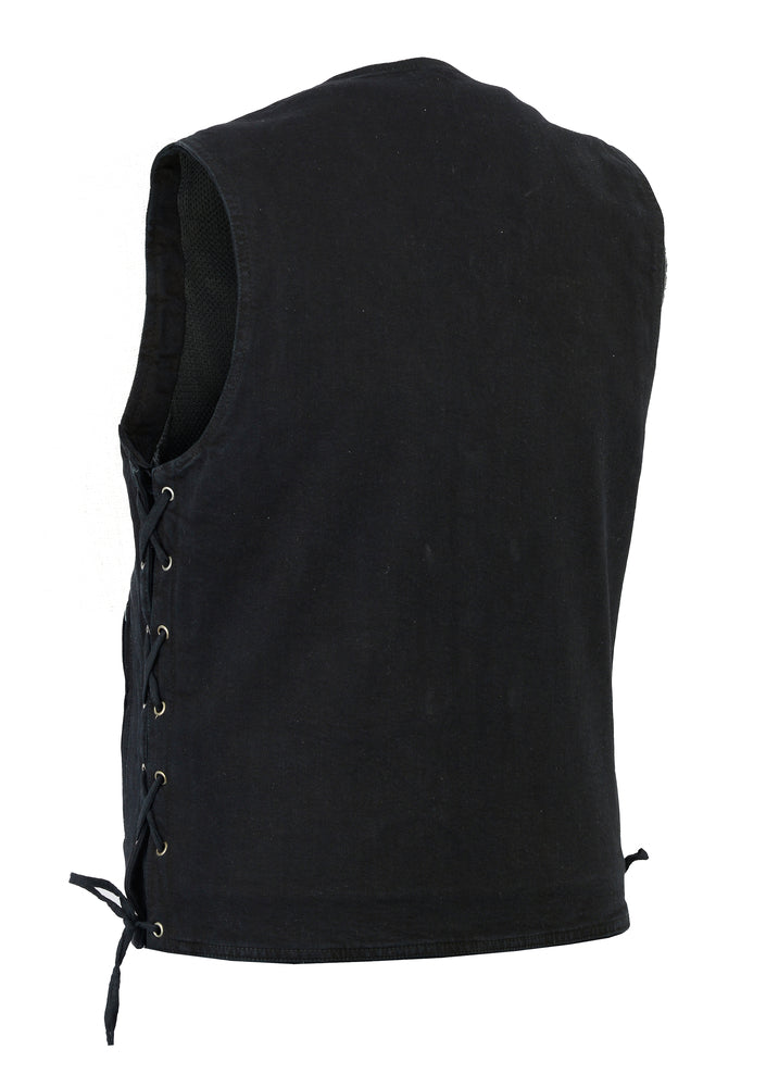 RM905BK Men's Single Back Panel Concealed Carry Denim Vest