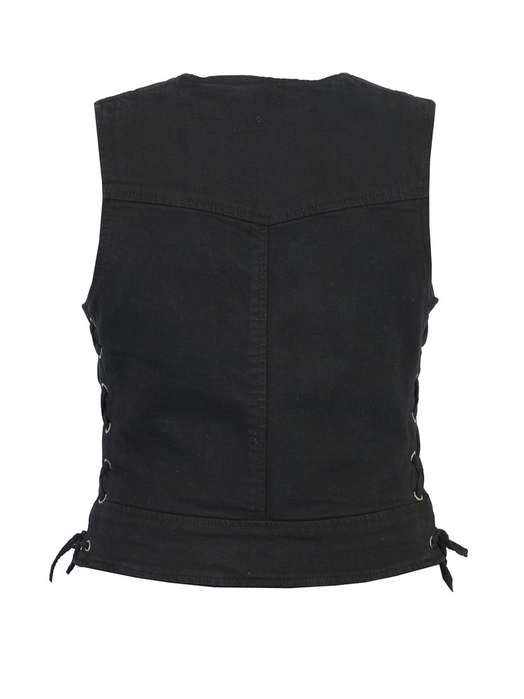 RM942BK Women's Stylish Black Denim Vest