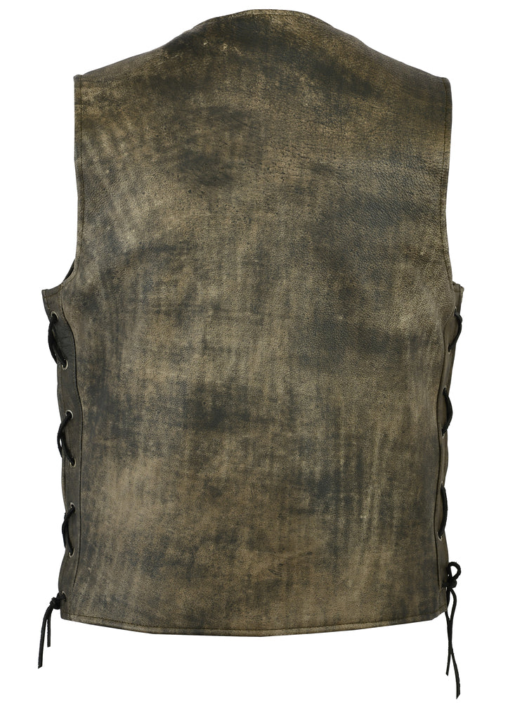 RC107 Men's Antique Brown Single Back Panel Concealed Carry Vest