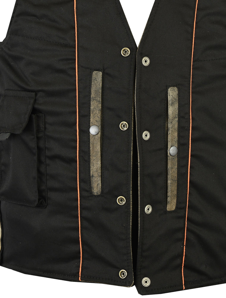RC107 Men's Antique Brown Single Back Panel Concealed Carry Vest