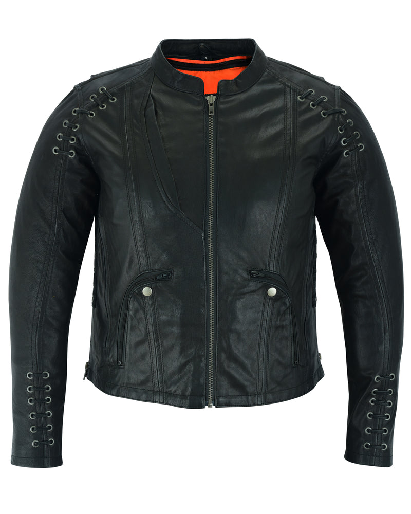 RC885 Women's Stylish Jacket with Grommet and Lacing Accents