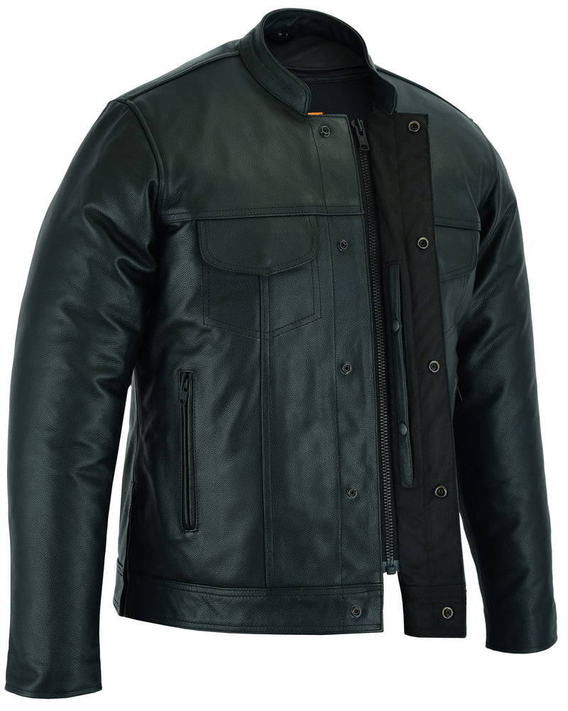 RC788 Men's Full Cut Leather Shirt with Zipper/Snap Front