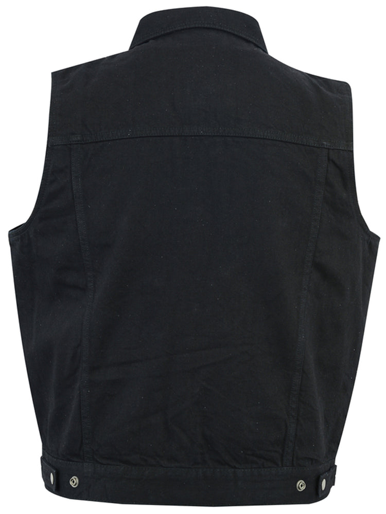 RM970BK Snap Front Denim Vest- Black