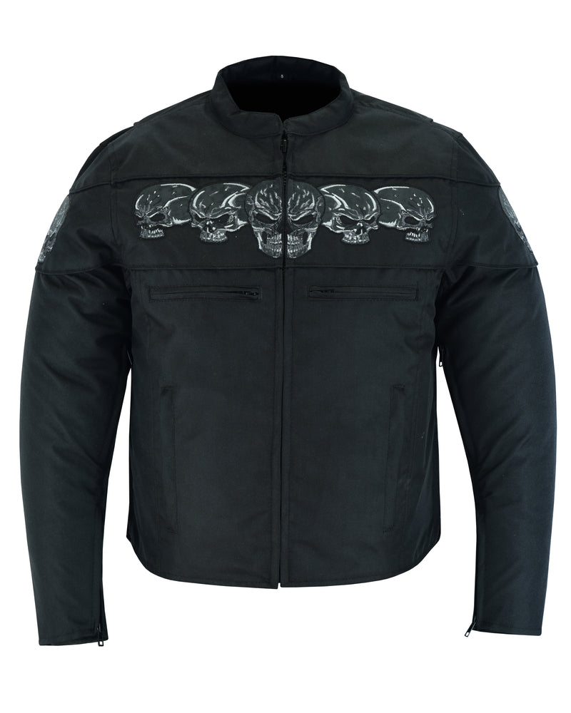 RC600 Men's Textile Scooter Style Jacket w/ Reflective Skulls