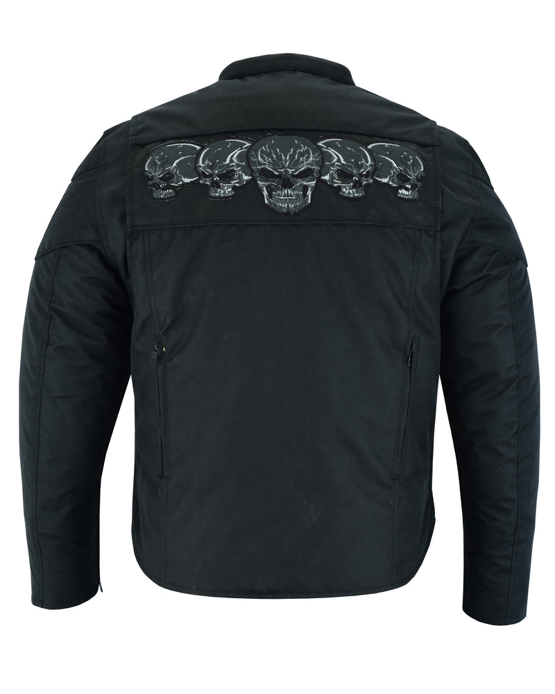 RC600 Men's Textile Scooter Style Jacket w/ Reflective Skulls