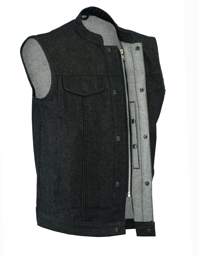 RM977 Men's Rough Rub-Off Raw Finish Denim Vest