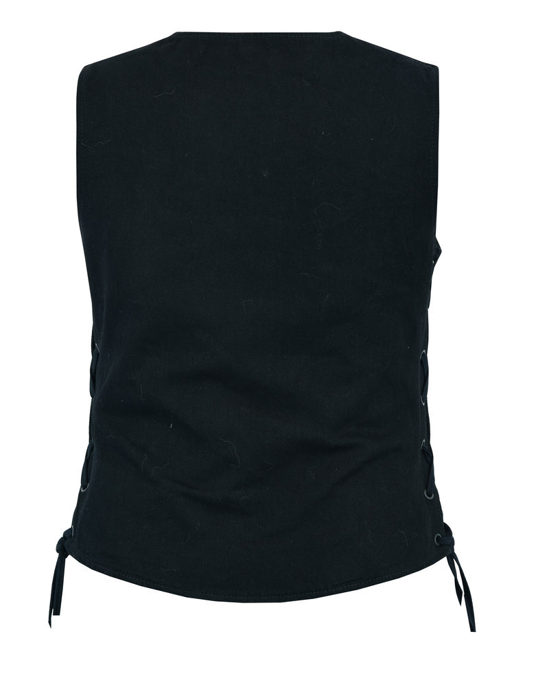 RM908  Women's Denim Longer Body &frac 34; Vest - Side Laces