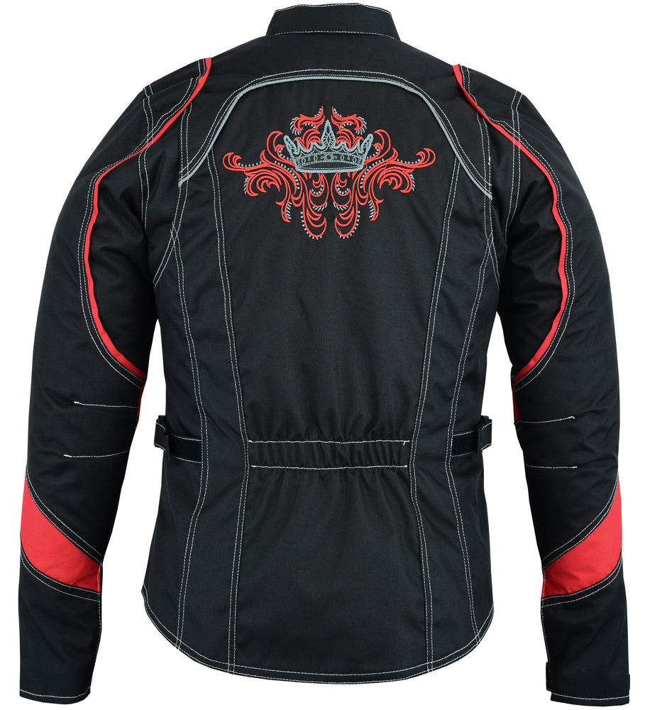 RC826RD Women's Embroidered Crown Riding Jacket - Red