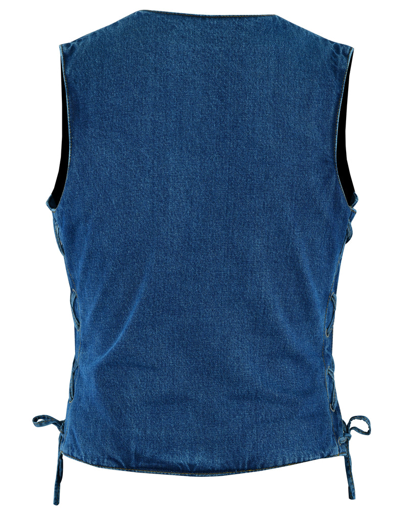 RM997 Women's Single Back Panel Concealed Carry Denim Vest - Blue