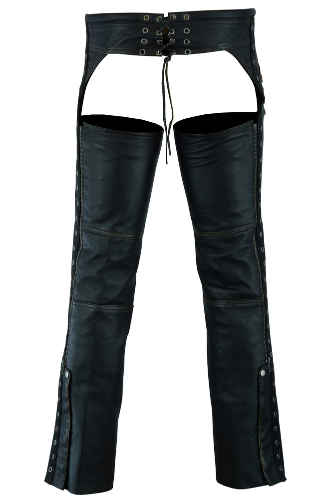 RC490 Women's Stylish Lightweight Hip Set Chaps in Lightweight Drum Dyed Distres