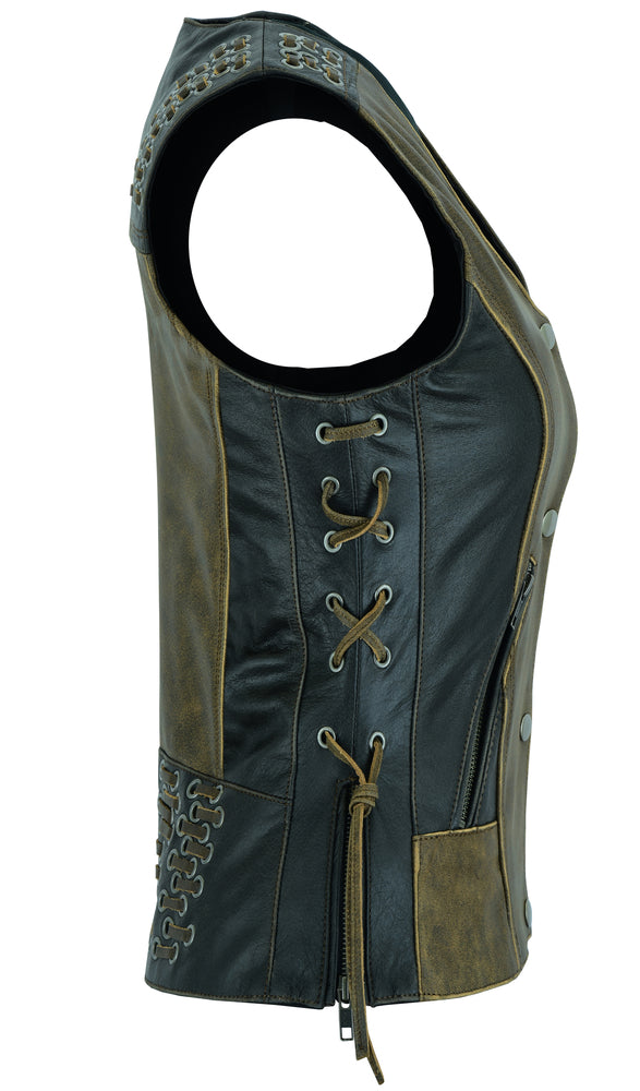 RC298 Women's Vest with Grommet and Lacing Accents - Two Tone
