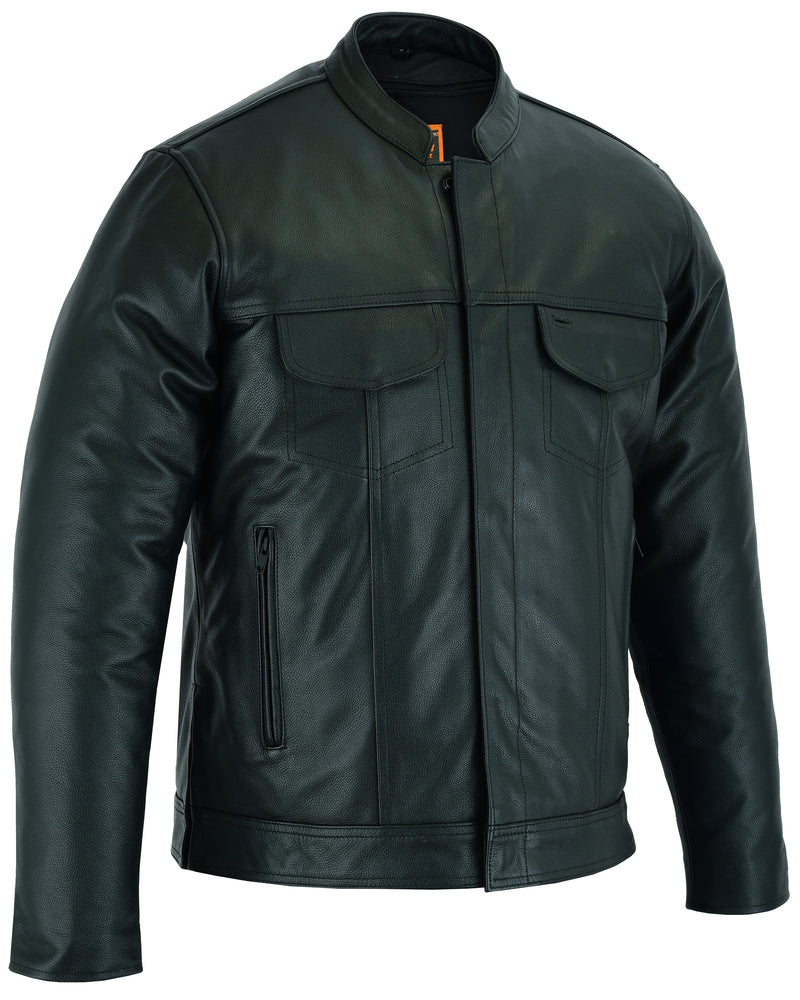 RC788 Men's Full Cut Leather Shirt with Zipper/Snap Front