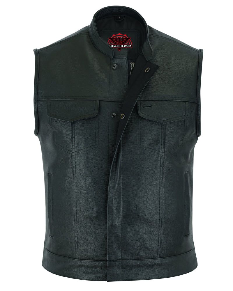 RC189A Concealed Snap Closure, Milled Cowhide, Scoop Collar & Hidden