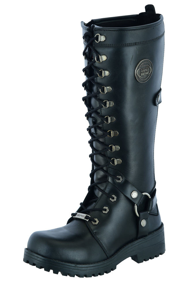 RC9765 Women's 15 Inch Black Leather Stylish Harness Boot