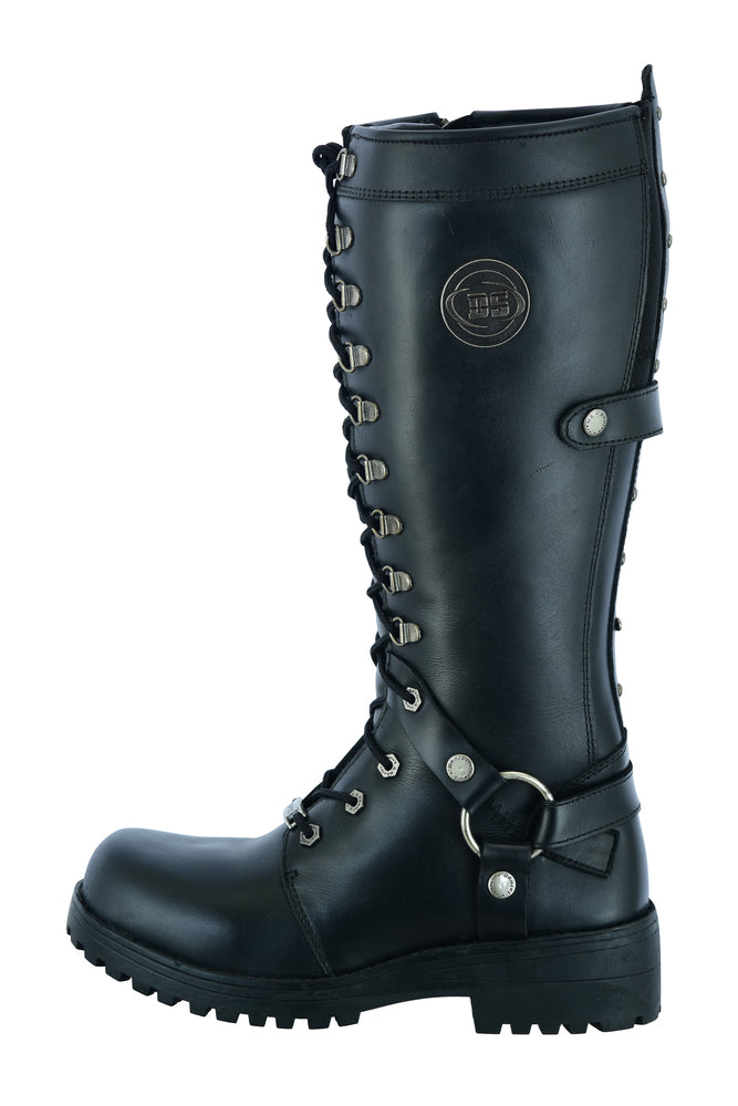 RC9765 Women's 15 Inch Black Leather Stylish Harness Boot