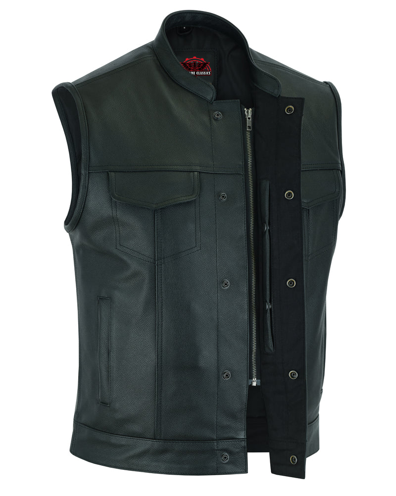RC189A Concealed Snap Closure, Milled Cowhide, Scoop Collar & Hidden