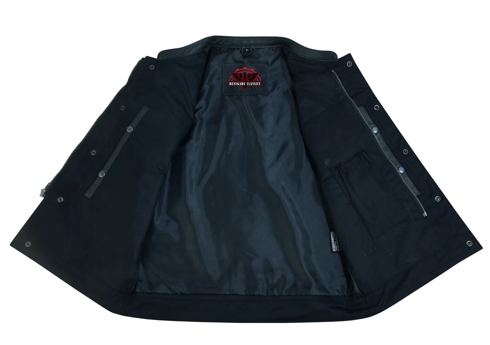 RC189A Concealed Snap Closure, Milled Cowhide, Scoop Collar & Hidden