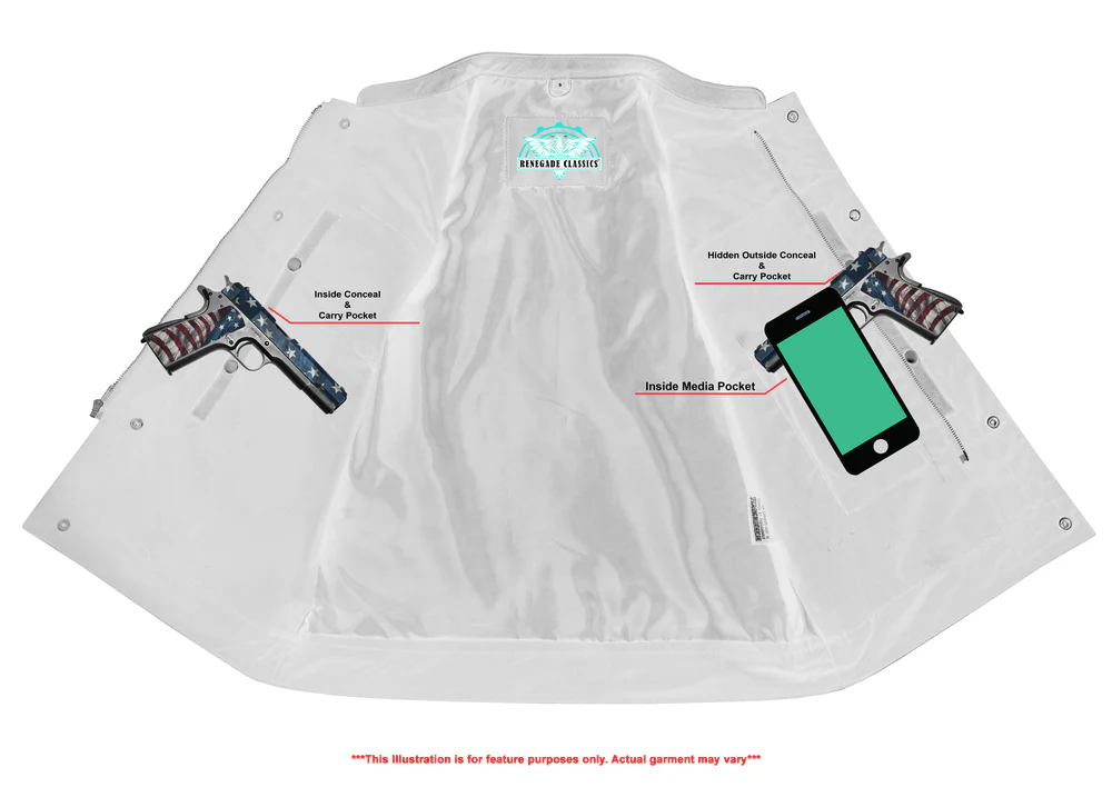 RC189A Concealed Snap Closure, Milled Cowhide, Scoop Collar & Hidden