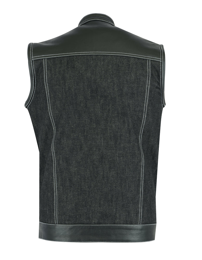 RM900 Men's Leather/Denim Combo Vest