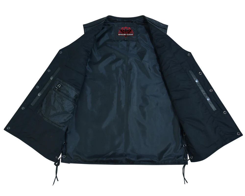 RC161TALL Men's Tall Classic Tapered Bottom Biker Leather Vest