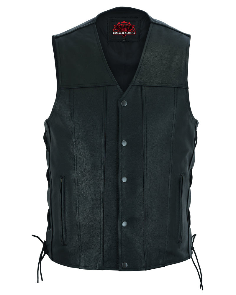 RC161TALL Men's Tall Classic Tapered Bottom Biker Leather Vest