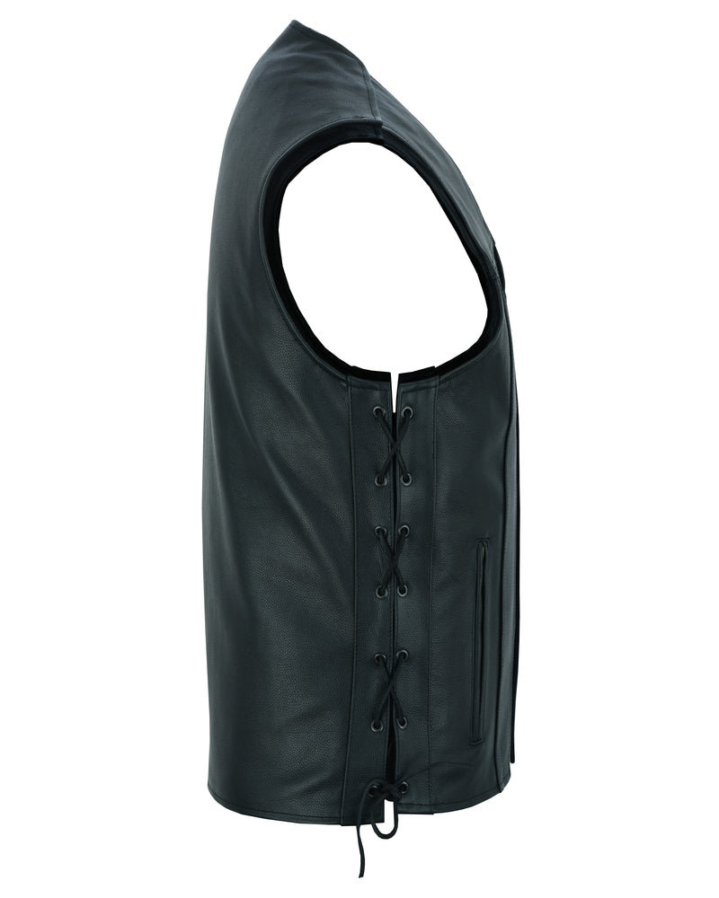 RC161TALL Men's Tall Classic Tapered Bottom Biker Leather Vest