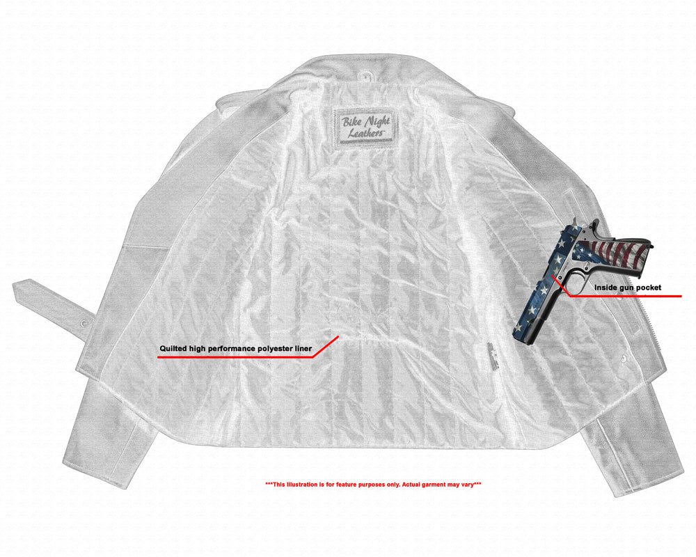 RC711 Economy Motorcycle Classic Biker Leather Jacket - Side Laces