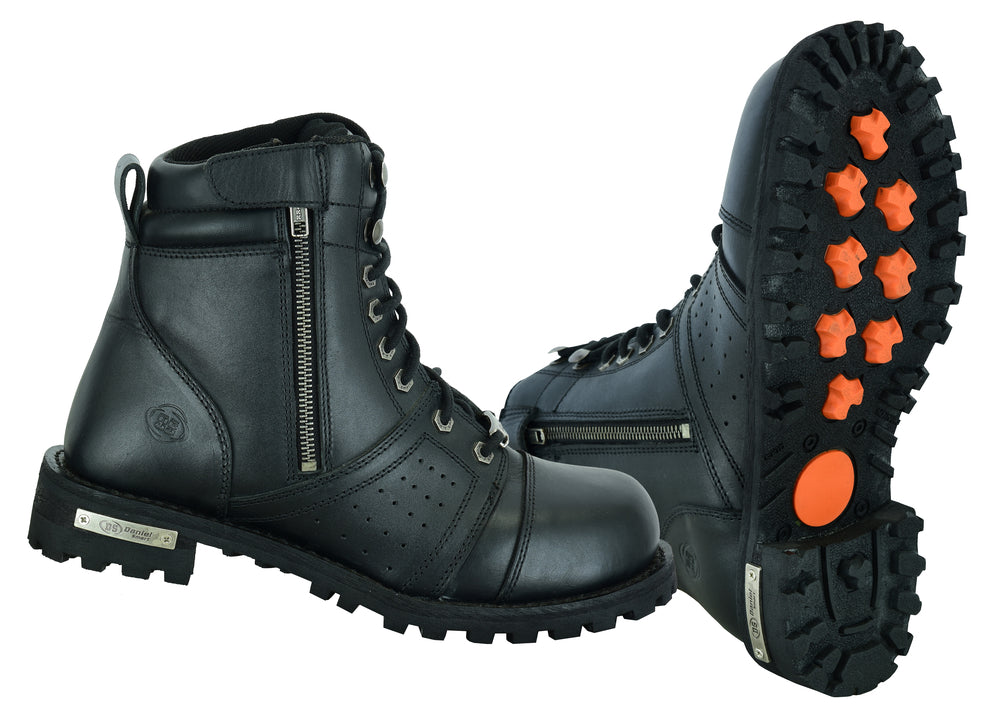 RC9731 Men's 6'' Side Zipper Plain Toe Boot W/Perforation