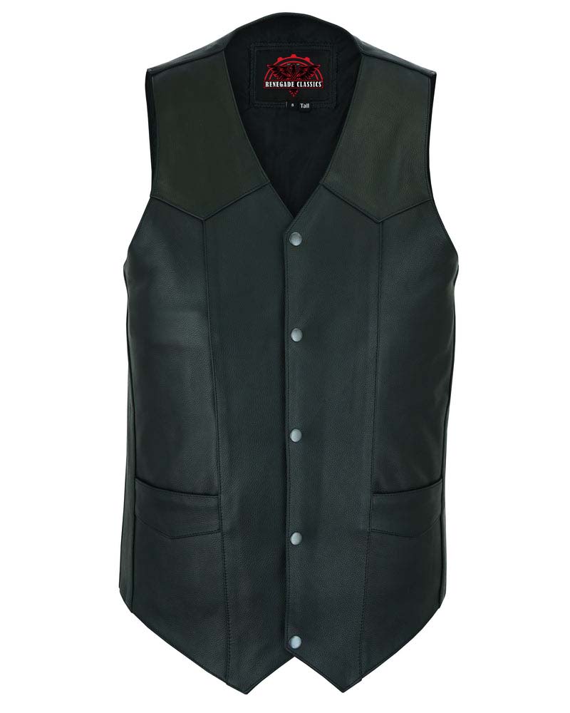 RC162TALL Men's Tall Classic Biker Leather Vest