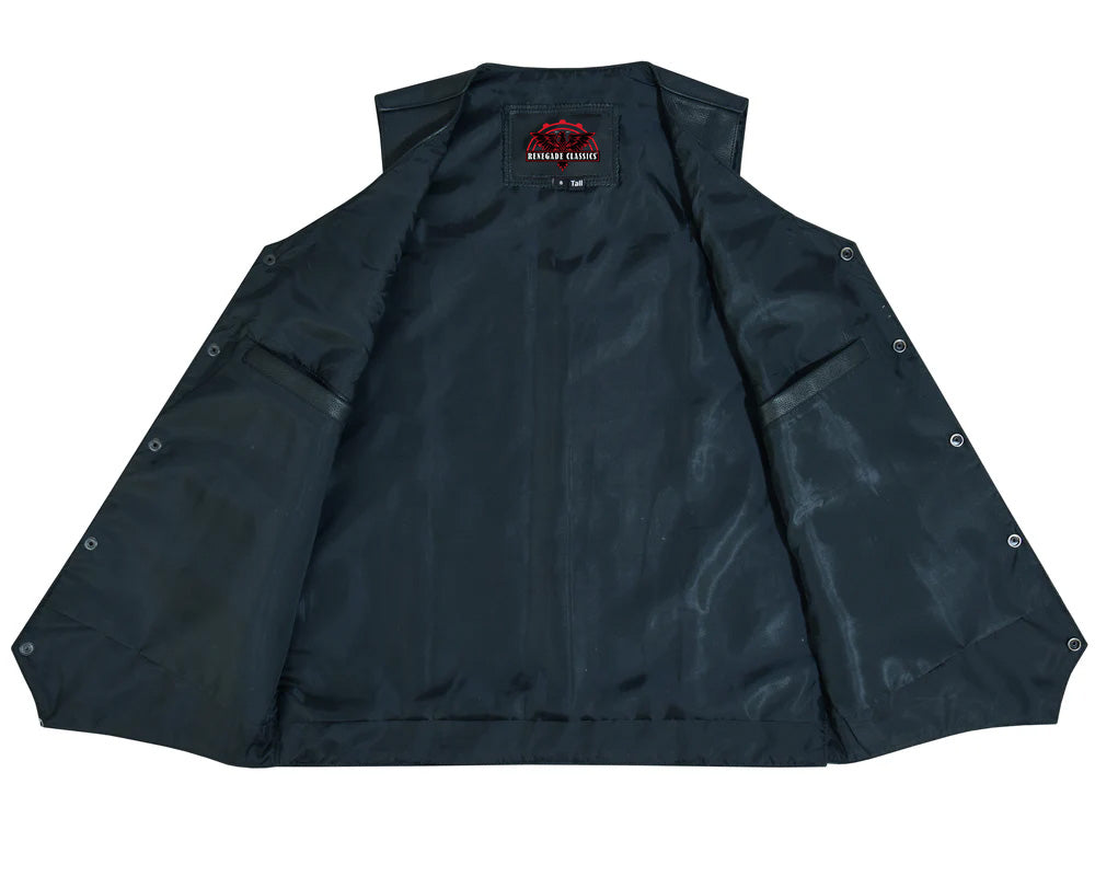 RC162TALL Men's Tall Classic Biker Leather Vest