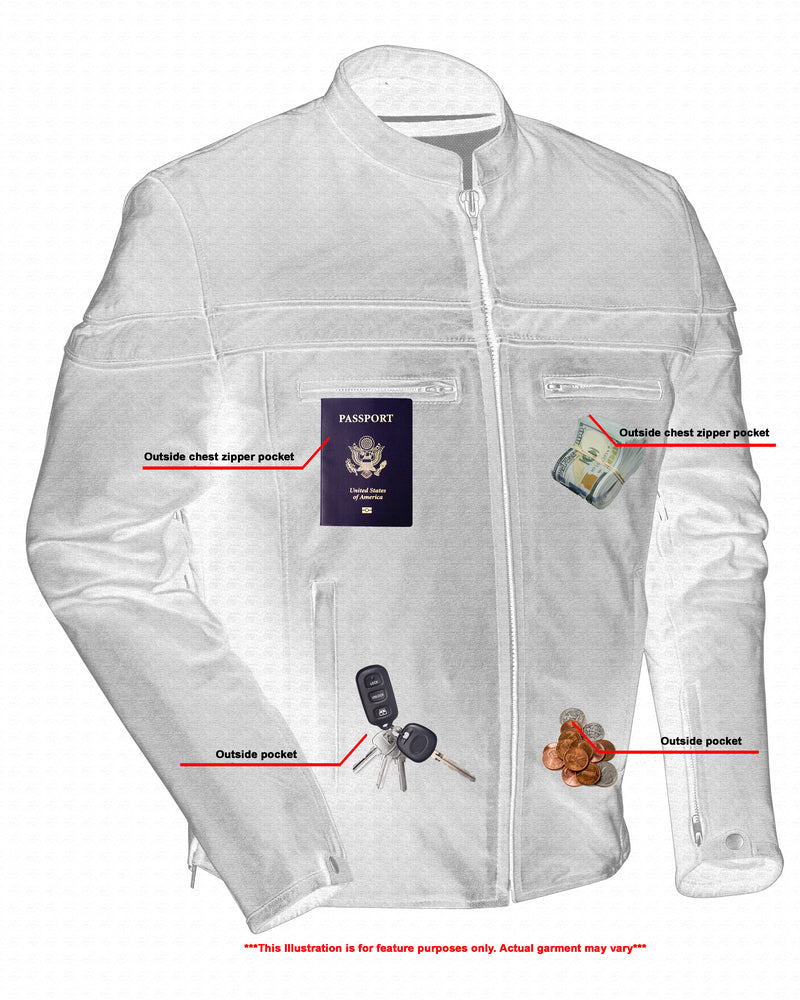 RC768 Men's Sporty Lightweight Leather Cross Over Jacket