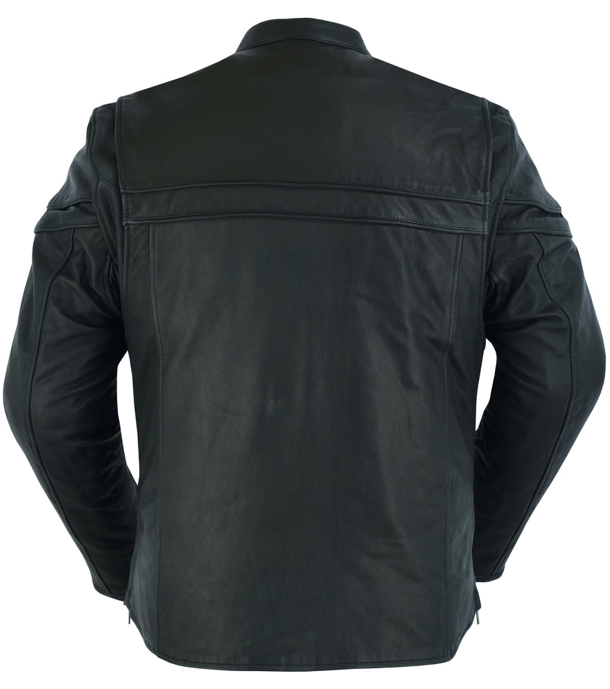 RC768 Men's Sporty Lightweight Leather Cross Over Jacket