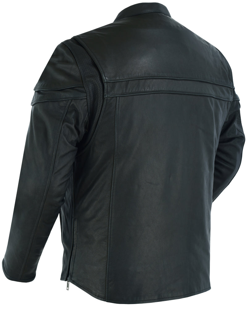 RC768 Men's Sporty Lightweight Leather Cross Over Jacket