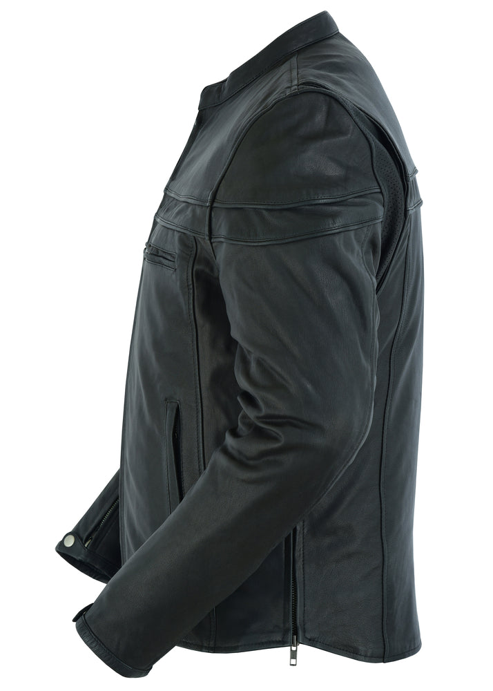 RC768 Men's Sporty Lightweight Leather Cross Over Jacket