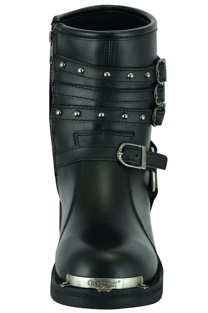 RC9767 Women's 9 Inch Black Triple Buckle Leather Harness Boot