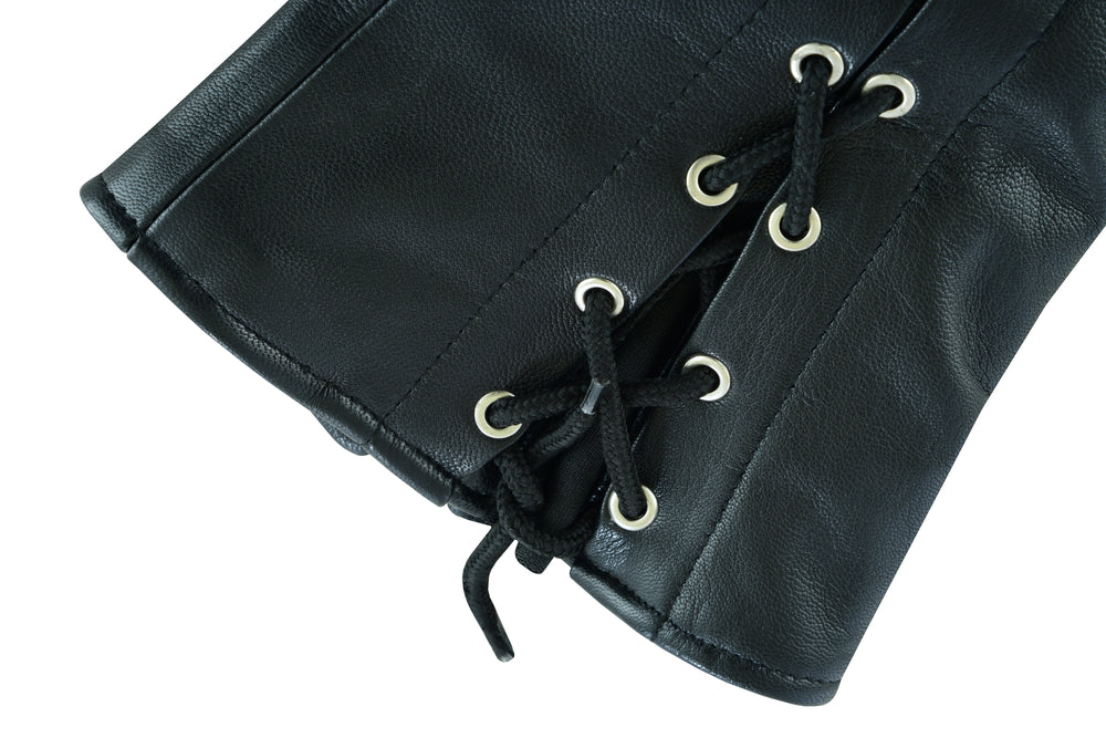 RC422 Women's Black Thigh High Leather Side Lace Leggings