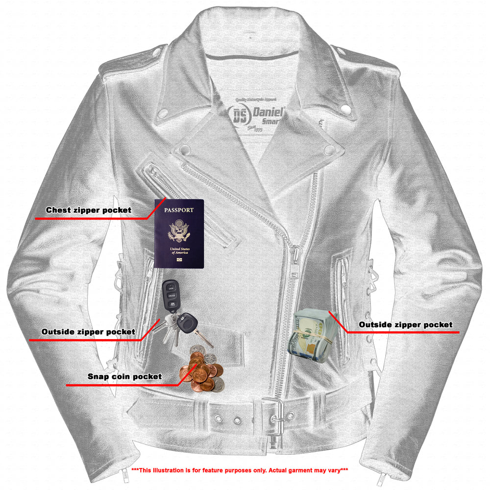 RC831 Women's Classic Side Lace Police Style M/C Jacket
