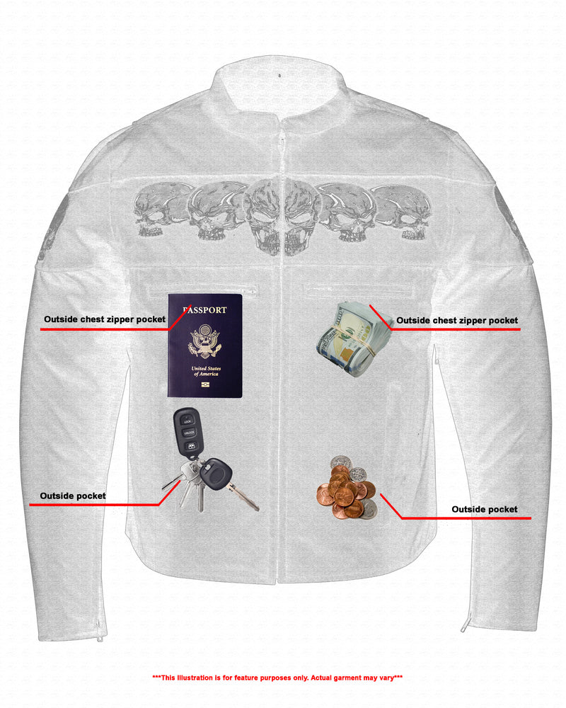 RC600 Men's Textile Scooter Style Jacket w/ Reflective Skulls