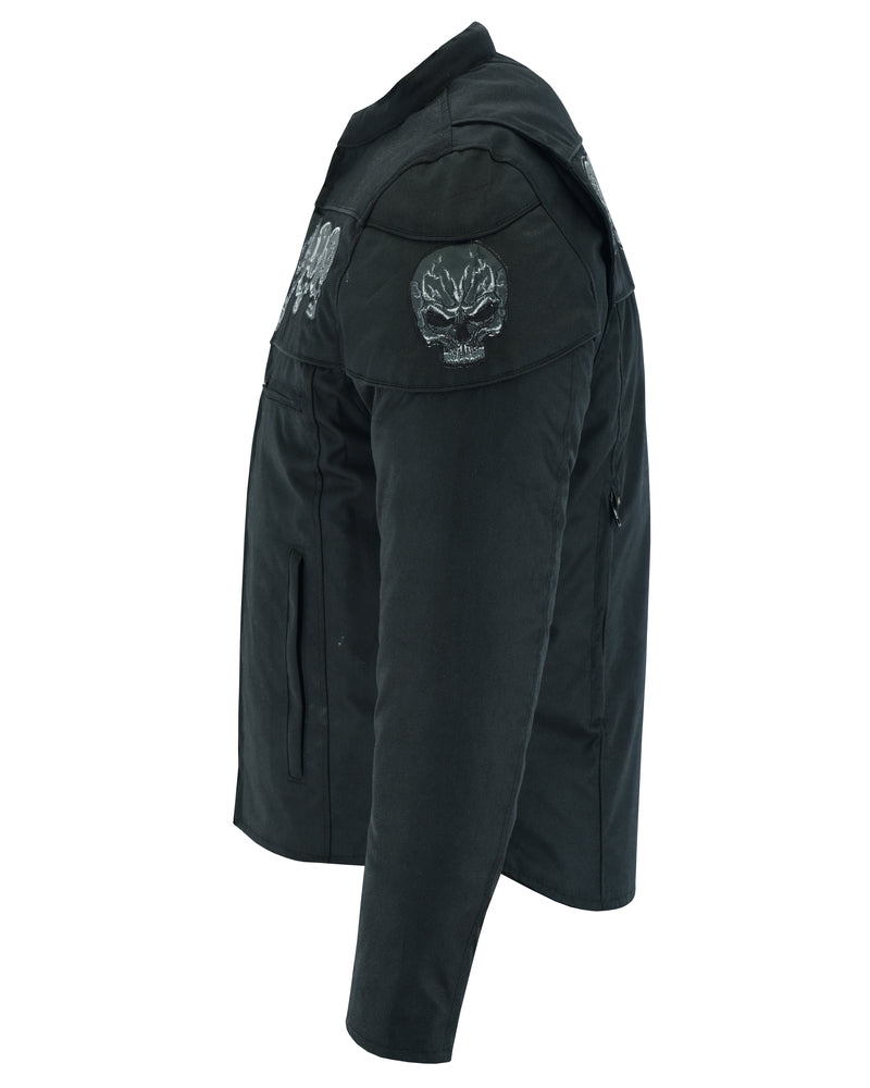 RC600 Men's Textile Scooter Style Jacket w/ Reflective Skulls