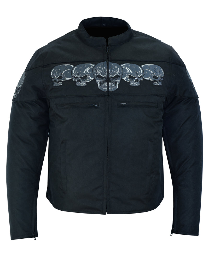 RC600 Men's Textile Scooter Style Jacket w/ Reflective Skulls