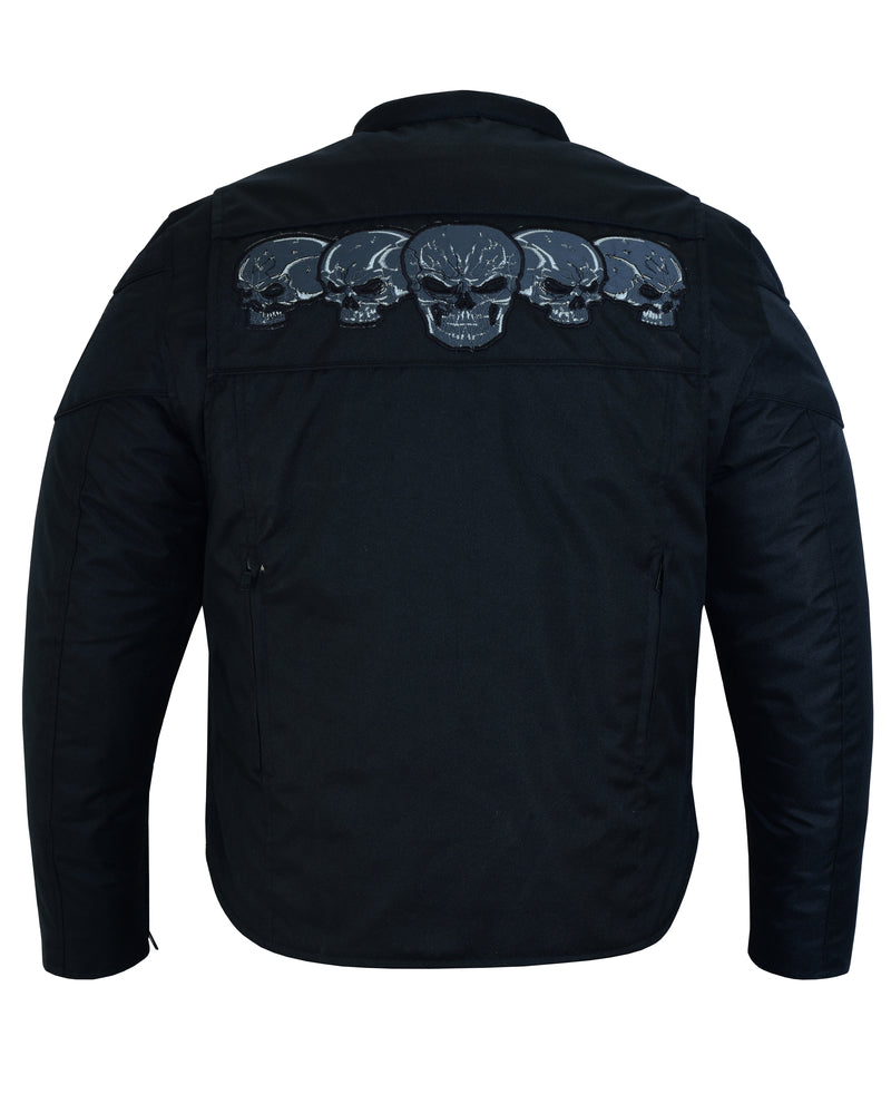 RC600 Men's Textile Scooter Style Jacket w/ Reflective Skulls
