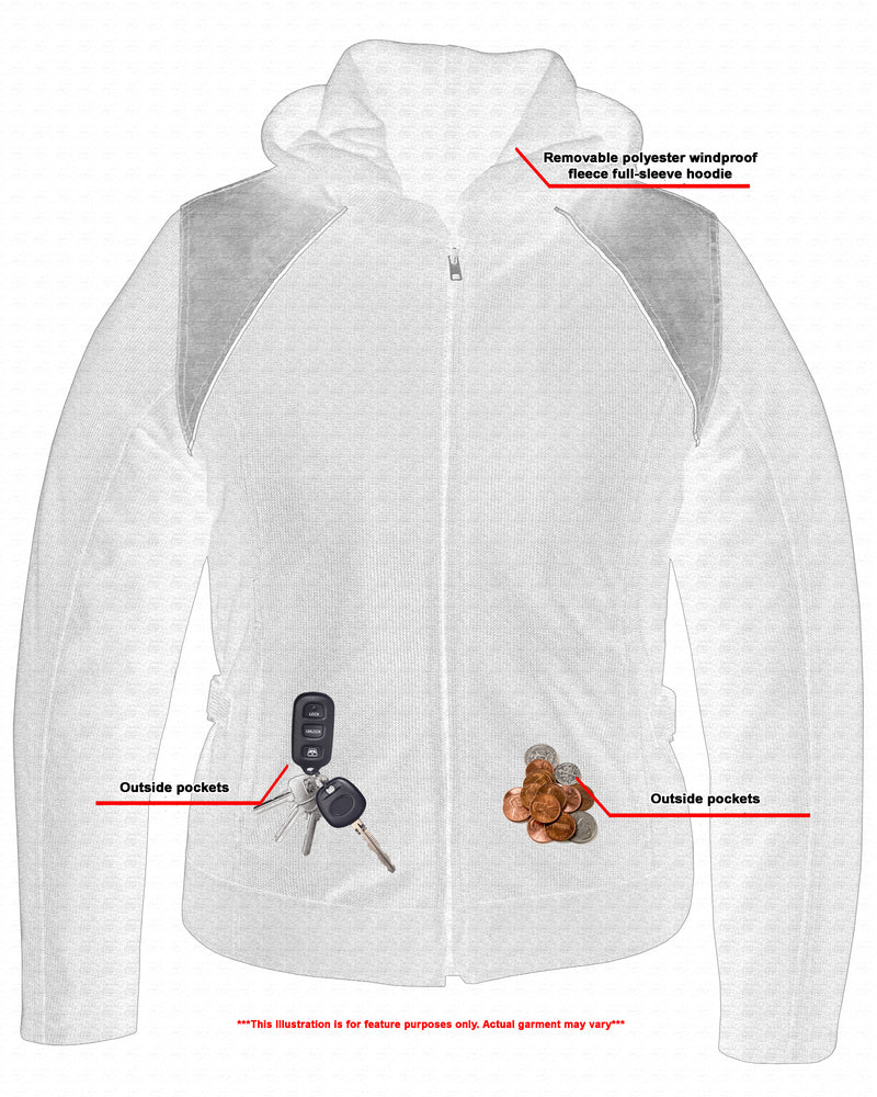 RC867 Women's Mesh 3-in-1 Riding Jacket (Black/Black Tone Reflective)