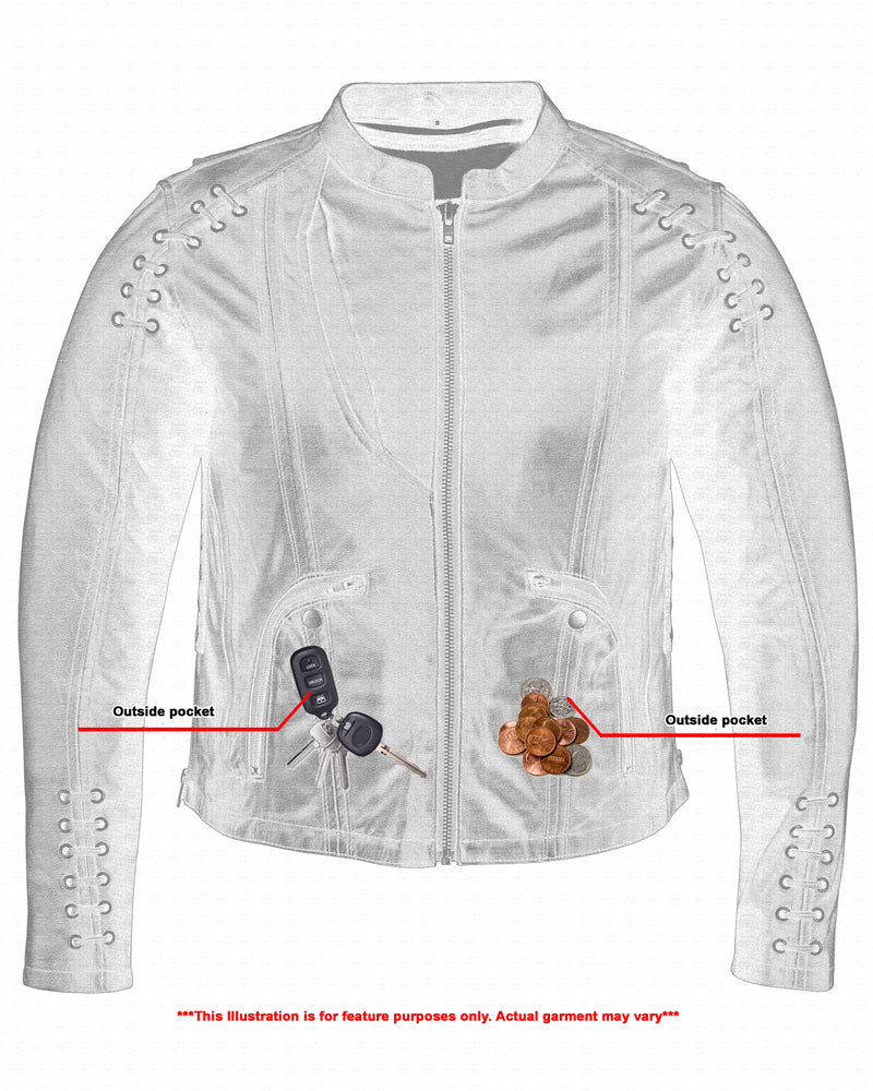 RC885 Women's Stylish Jacket with Grommet and Lacing Accents