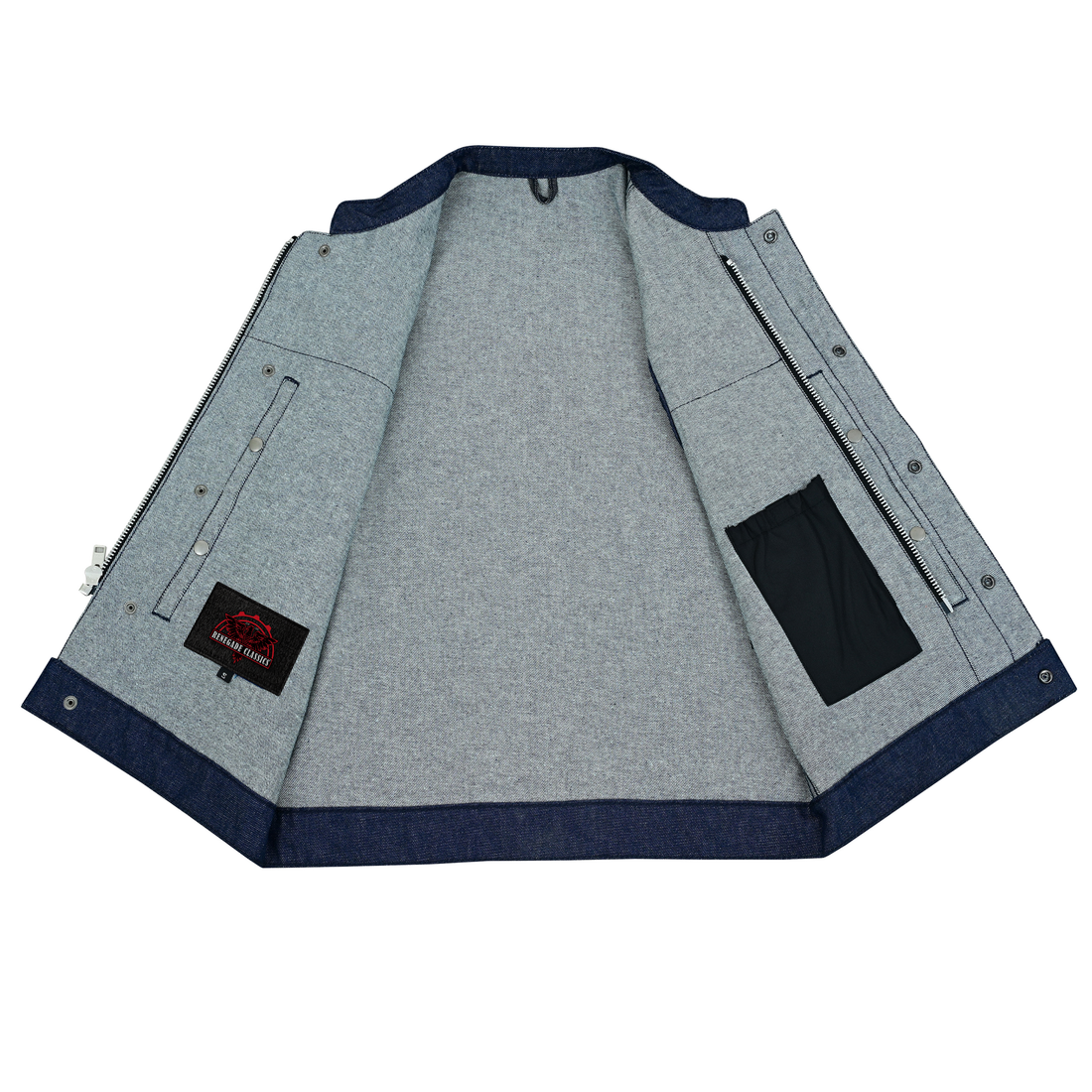 RM976 Men's Blue Rough Rub-Off Raw Finish Denim Vest